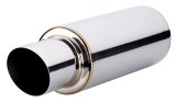 Vibrant TPV Turbo Round Muffler (17in Long) with 4in Round Tip Straight Cut - 3in inlet I.D. thumbnail 5