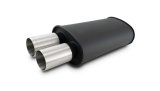 Vibrant Streetpower Flat Blk Muffler 9x5x15in Body 2.5in Inlet ID 3in Tip OD w/Dual Straight Tips thumbnail 1