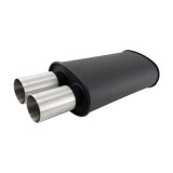Vibrant Streetpower Flat Blk Muffler 9x5x15in Body 2.5in Inlet ID 3in Tip OD w/Dual Straight Tips thumbnail 4