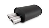 Vibrant Streetpower Flat Blk Muffler 9.5x6.75x15in Body 2.5in Inlet ID 3in Tip OD w/Dual Angle Tips thumbnail 4