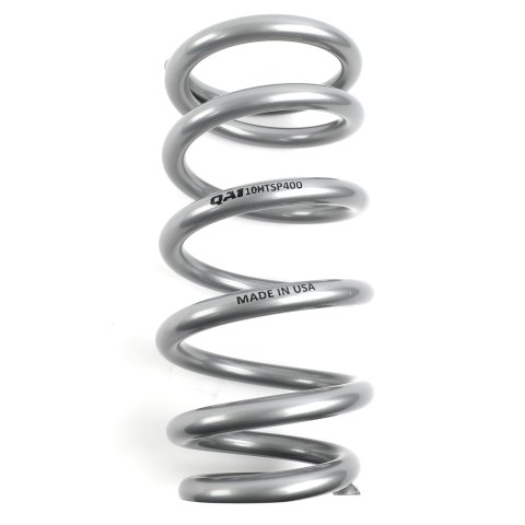 QA1 3-1/2in ID Tapered High Travel Pigtail Spring - 10in Length x 400lbs/in - Silver Powder Coated thumbnail 1