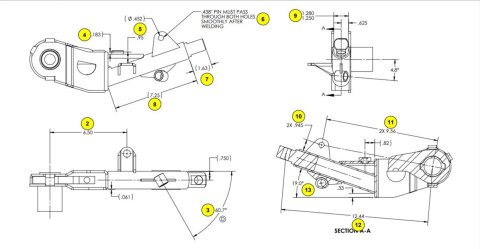 QA1 62-72 Mopar B-Body/70-74 E-Body Lower Control Arm Kit w/Torsion Bar Tabs - Front thumbnail 2