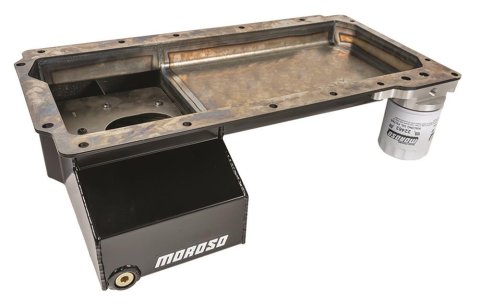 Moroso GM LS Swap (w/Front Sump & Spin-On Oil Filter Adapter) Wet Sump 6.5qt 6in Steel Oil Pan thumbnail 1