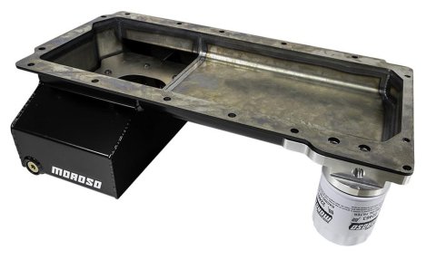 Moroso GM LS Swap (w/Front Sump & Spin-On Oil Filter Adapter) Wet Sump 6.5qt 6in Steel Oil Pan thumbnail 2