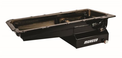 Moroso GM LS Swap (w/Rear Sump & Two -10An Fittings) Wet Sump 7qt 6in Angled Steel Oil Pan thumbnail 1