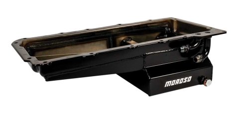 Moroso GM LS Swap (w/Rear Sump & Two -10An Fittings) Wet Sump 7qt 6in Angled Steel Oil Pan thumbnail 7