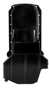 Moroso 80-85 Chevrolet SBC (w/Passenger Side Dipstick) Wet Sump 5.5qt 7.5in Steel Oil Pan - Black thumbnail 9