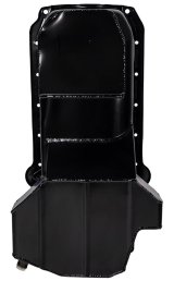 Moroso 86-Up Chevrolet SBC (w/Passenger Side Dipstick) Wet Sump 5.5qt 7.5in Steel Oil Pan - Black thumbnail 4