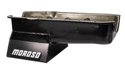 Moroso Pre-80 Chevrolet Small Block (w/Driver Side Dipstick) Wet Sump 7qt 8.25in Steel Oil Pan -Blk
