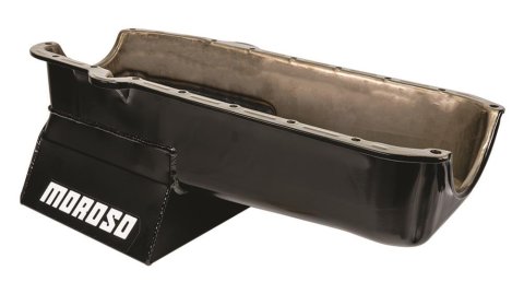Moroso 80-85 Chevrolet SBC (w/Passenger Side Dipstick) Wet Sump 7qt 8.25in Steel Oil Pan - Black