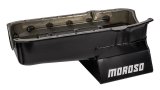 Moroso 80-85 Chevrolet SBC (w/Passenger Side Dipstick) Wet Sump 7qt 8.25in Steel Oil Pan - Black thumbnail 1