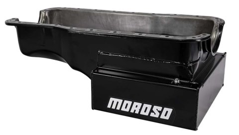 Moroso Ford 289-302 (w/Front Sump) Kicked Out Road Race Baffled 9qt 8in Steel Oil Pan