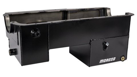 Moroso Ford 351W (w/Rear Sump & Billet End Seals) Power Pouch Wet Sump 7qt 9in Steel Oil Pan thumbnail 2