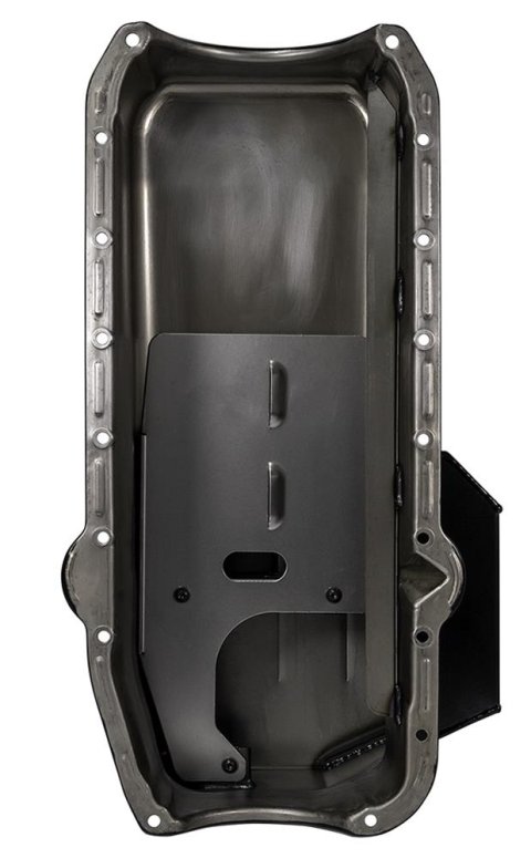 Moroso 80-85 Chevrolet SBC(w/Passenger Side Dipstick) Wet Sump 7qt 7.5in Steel Oil Pan - Black thumbnail 5