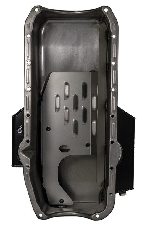 Moroso 86-Up Chevrolet SBC (w/1 Pc Seal & Low Clearance) Wet Sump 7qt 7in Steel Oil Pan - Black thumbnail 4