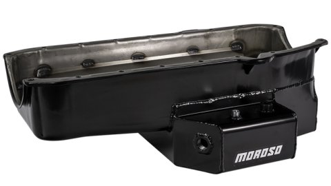 Moroso 86-Up Chevrolet SBC (w/1 Pc Seal & Low Clearance) Wet Sump 7qt 7in Steel Oil Pan - Black thumbnail 7