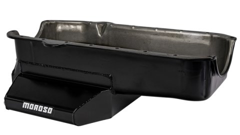 Moroso 86-Up Chevrolet SBC (w/1 Pc Seal & Low Clearance) Wet Sump 7qt 7in Steel Oil Pan - Black thumbnail 8