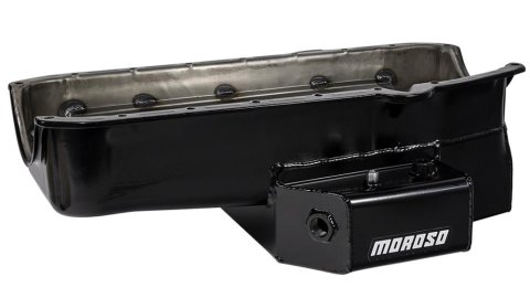 Moroso Pre-80 Chevrolet SBC (w/2 Pc Seal & Low Clearance) Wet Sump 7qt 7in Steel Oil Pan - Black