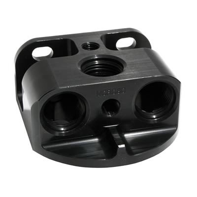 Moroso Oil Filter Adapter - Remote Mount - Front Port - 13/16in-16 & 3/4in-16 22mm Thread thumbnail 1