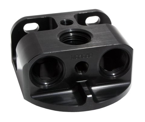 Moroso Oil Filter Adapter - Remote Mount - Front Port - 13/16in-16 & 3/4in-16 22mm Thread thumbnail 2
