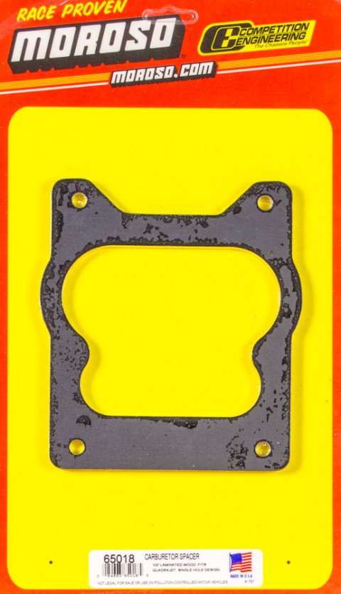 Moroso Quadrajet Carburetor Spacer - Open Plenum - 1/2in - Wood thumbnail 3