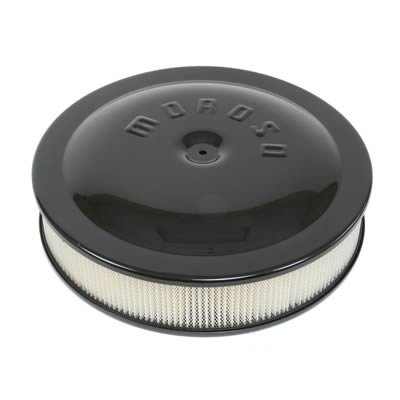Moroso Racing Air Cleaner - 14in x 3in Filter - Aluminum - Black Powder Coat