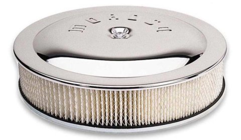 Moroso Racing Air Cleaner - 14in x 5in Filter - Flat Bottom - Steel - Chrome Plated - 4500 thumbnail 2