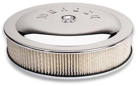 Moroso Racing Air Cleaner - 14in x 5in Filter - Flat Bottom - Steel - Chrome Plated - 4500 thumbnail 3