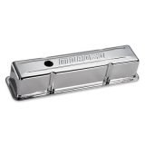 Moroso Chevrolet Small Block Valve Cover - w/Baffle - Stamped Steel Chrome Plated - Pair thumbnail 1