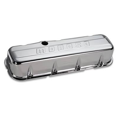 Moroso Chevrolet Big Block Valve Cover - w/Baffle - Stamped Steel Chrome Plated - Pair