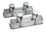 Moroso Chevrolet Small Block Valve Cover - 2 Covers w/2 Breathers - Polished Aluminum - Pair thumbnail 1