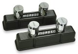 Moroso Chevrolet Small Block Valve Cover - 2 Covers w/2 Breathers - Black Finished Aluminum - Pair thumbnail 2