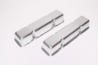 Moroso Chevrolet Small Block Valve Cover - 3.5in - No Logo - Polished Aluminum - Pair