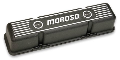 Moroso Chevrolet Small Block Valve Cover - 3.5in - Black Finished Aluminum - Pair thumbnail 2