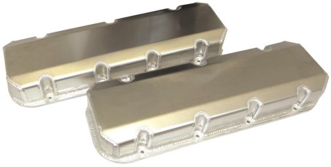 Moroso Chevrolet Big Block Valve Cover w/Billet Rail - No Logo - Exhaust & Intake Pockets - Aluminum