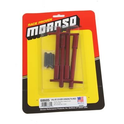 Moroso Valve Cover Wing Nuts - 1/4in-20 x 1-3/8in - Aluminum - Red Powder Coat - 4 Pack
