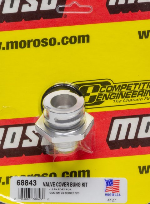 Moroso GM LS Valve Cover Breather Kit -12An Male Fitting - Double Tab Oil Fill Hole thumbnail 4