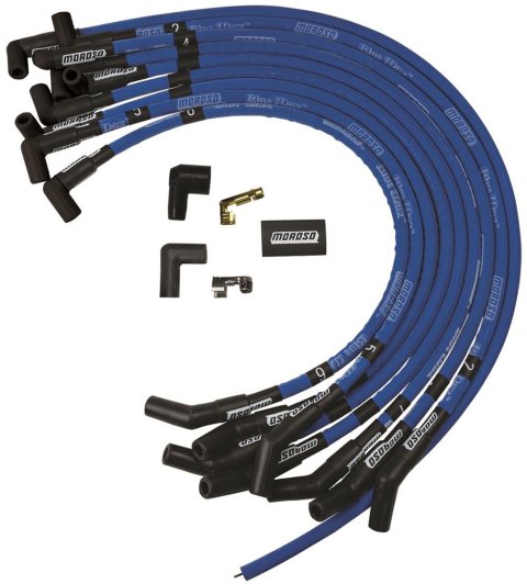 Moroso Ford 289-302 Ignition Wire Set - Blue Max - Spiral Core - Sleeved - HEI - 135 Degree