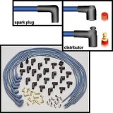 Moroso Universal Ignition Wire Set - Blue Max - Spiral Core - Unsleeved - 90 Degree - Blue thumbnail 2