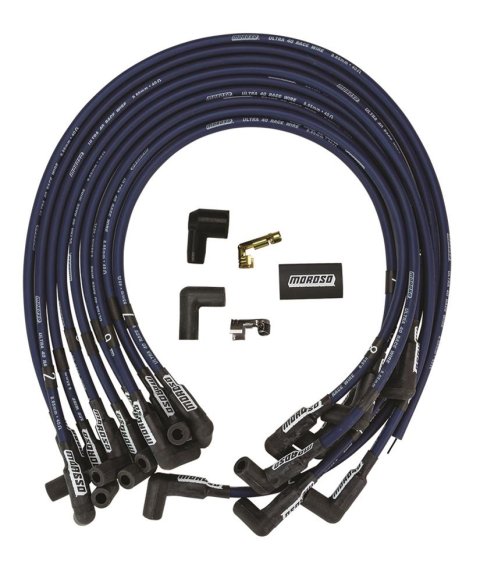 Moroso Chevrolet Big Block Ignition Wire Set - Ultra 40 - Unsleeved - HEI - Crab Cap - Blue