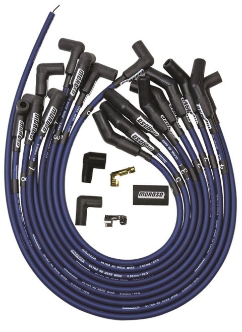 Moroso Ford 289-302 Ignition Wire Set - Ultra 40 - Unsleeved - HEI - 135 Degree - Blue