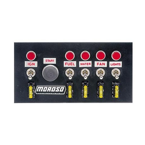 Moroso Toggle Switch Panel - Drag Race - 4in x 7.75in - Five On/Off Switches thumbnail 1