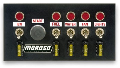 Moroso Toggle Switch Panel - Drag Race - 4in x 7.75in - Five On/Off Switches thumbnail 3