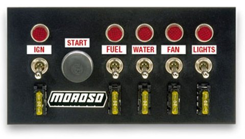 Moroso Toggle Switch Panel - Drag Race - 4in x 7.75in - Five On/Off Switches thumbnail 4