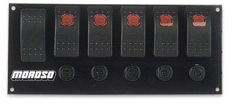 Moroso Rocker Switch Panel - Flat Surface Mount - LED - 3.3888in x 8in - Five On/Off Switches thumbnail 3