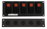 Moroso Rocker Switch Panel - Flat Surface Mount - LED - 2.488in x 6.695in - Five On/Off Switches thumbnail 2