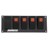 Moroso Rocker Switch Panel - Flat Surface Mount - LED - 2.488in x 6.695in - Five On/Off Switches thumbnail 5