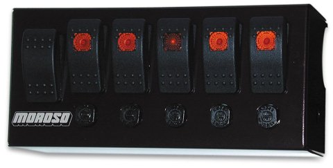 Moroso Rocker Switch Panel - Cage Mount - LED - 3.75in x 8in - Five On/Off Switches thumbnail 3