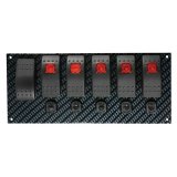 Moroso Rocker Switch Panel - Dash Mount - LED - 8in x 3-13/32in - Grey/Black Fiber Design thumbnail 1