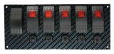 Moroso Rocker Switch Panel - Dash Mount - LED - 8in x 3-13/32in - Grey/Black Fiber Design thumbnail 2